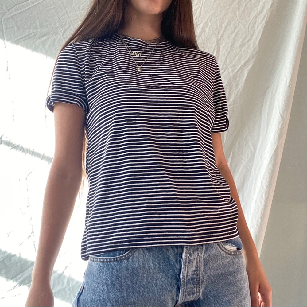 Brandy Melville Navy Striped Tee